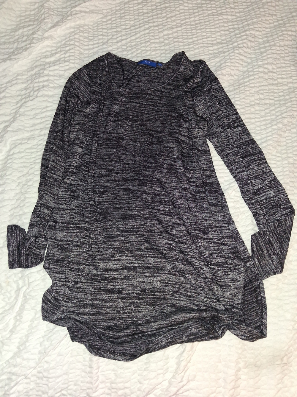 Apt. 9 Charcoal Space-Dye Long Sleeve Tunic